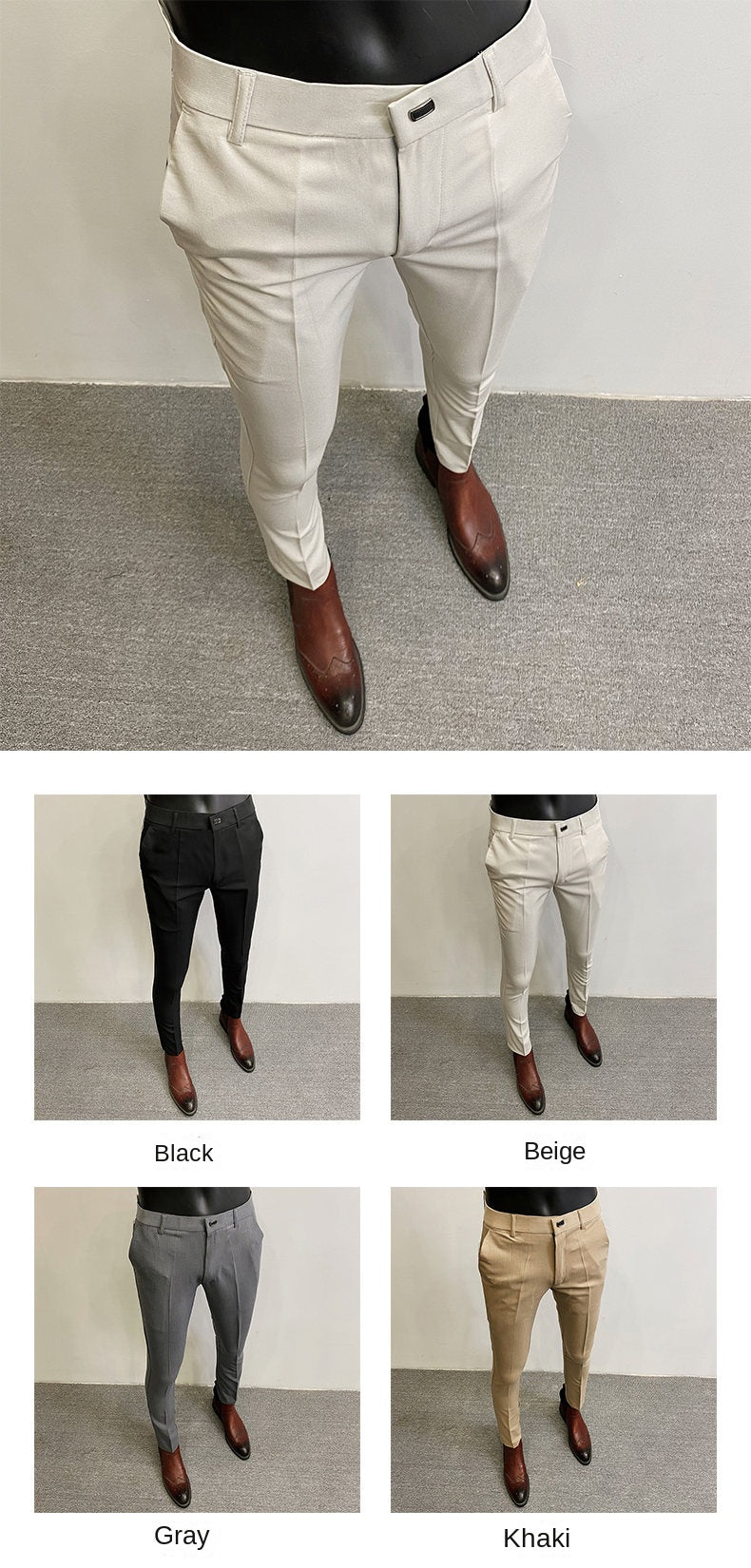 Men Suit Pants Formal Trousers Pantalone Hombre Stretch Slim Solid Color Casual Dress Full Length Pants Fashion New Men Clothing.