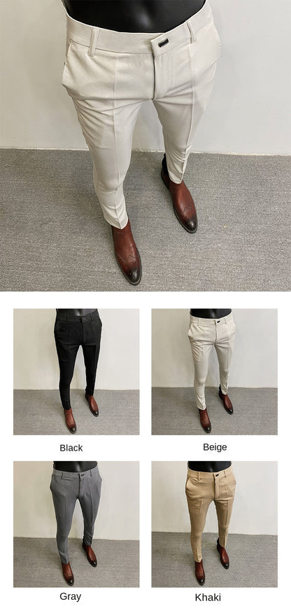 Men Suit Pants Formal Trousers Pantalone Hombre Stretch Slim Solid Color Casual Dress Full Length Pants Fashion New Men Clothing.