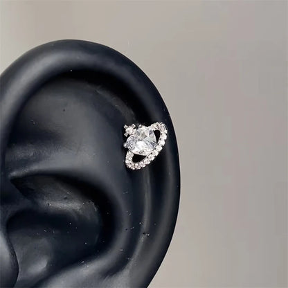 1pcs Quality Shiny Cross Zircon 316L Stainless Steel Ear Bone Nail Y2K Style Silver Color Earring for Women Cochlear Accessories