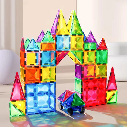 Magnetic Tiles STME Toys 120PCS for Kids Preschool Learning Educational Construction Toys for Christmas Holiday Gifts Age 3+.