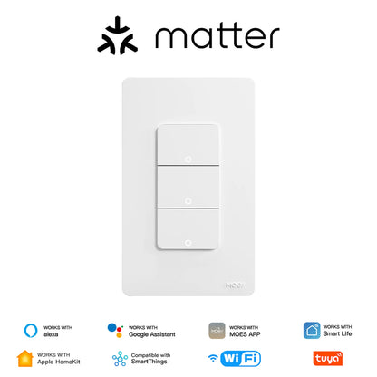 MOES Tuya Matter WiFi Smart Light Button Switch App-Steuerung Neutralleiter erforderlich Erdungsdesign Alexa Google Home Apple Home