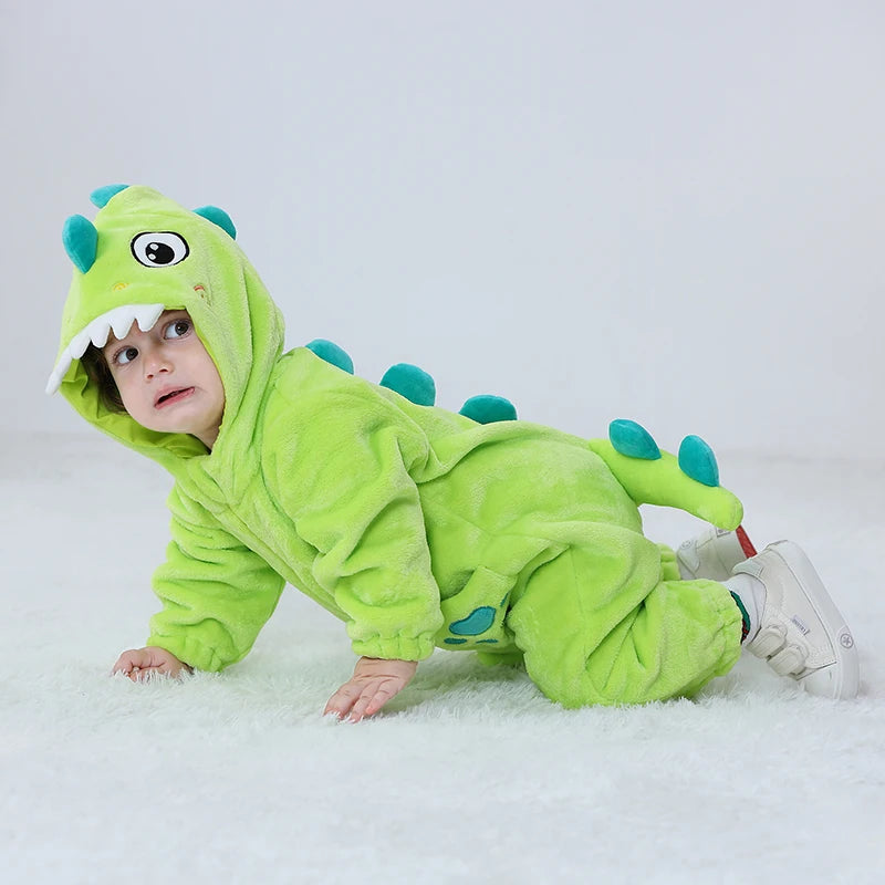 Sully Kigurumis Baby Mädchen Kleidung Stram pler Winter weich warm Säugling Jungen Bodysuit Cosplay Pika Kapuze Reiß verschluss Overalls.