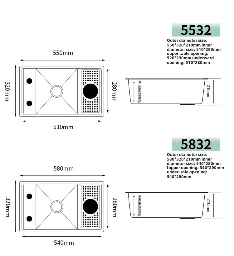 55 cm x 32 cm weißes, verstecktes Küchenspülbecken-Set, zusammenklappbares Wasserhahn-Abflussrohr, einklappbares Unterbauwaschbecken, kleines Waschbecken aus Edelstahl