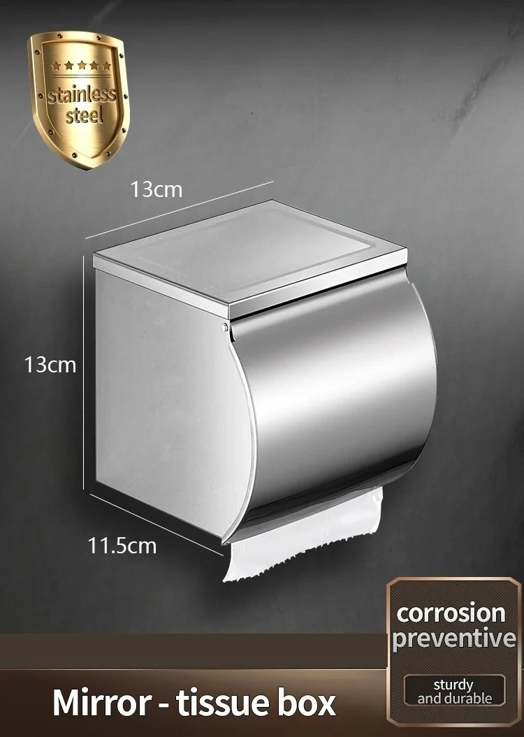 Badezimmer-Toilettenpapierhalter aus Edelstahl 304, wasserdichte Rollenpapierbox, Taschentuchbox, Halter, Badezimmer-Hardware-Zubehör