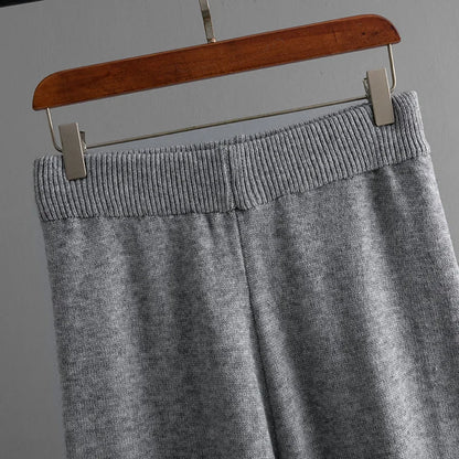 Autumn Winter New Fashion Women’s Solid Color Casual Trendy Loose 2 Piece Sets V-neck Long Sleeve T-shirts Wide Leg Trousers.