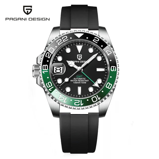 PAGANI DESIGN 40MM Ceramic GMT Automatic Watch Men's Mechanical Watch Sapphire Glass 100m Waterproof Men's Mechanical Watch