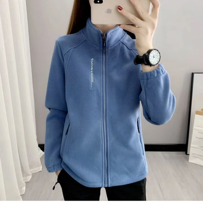 Plus Größe Herbst Winter Polar Fleece Warme Mantel Frauen Sweatshirt Outdoor Sport Casual Zipper Strickjacke Jacke Top Schlank Jugendliche