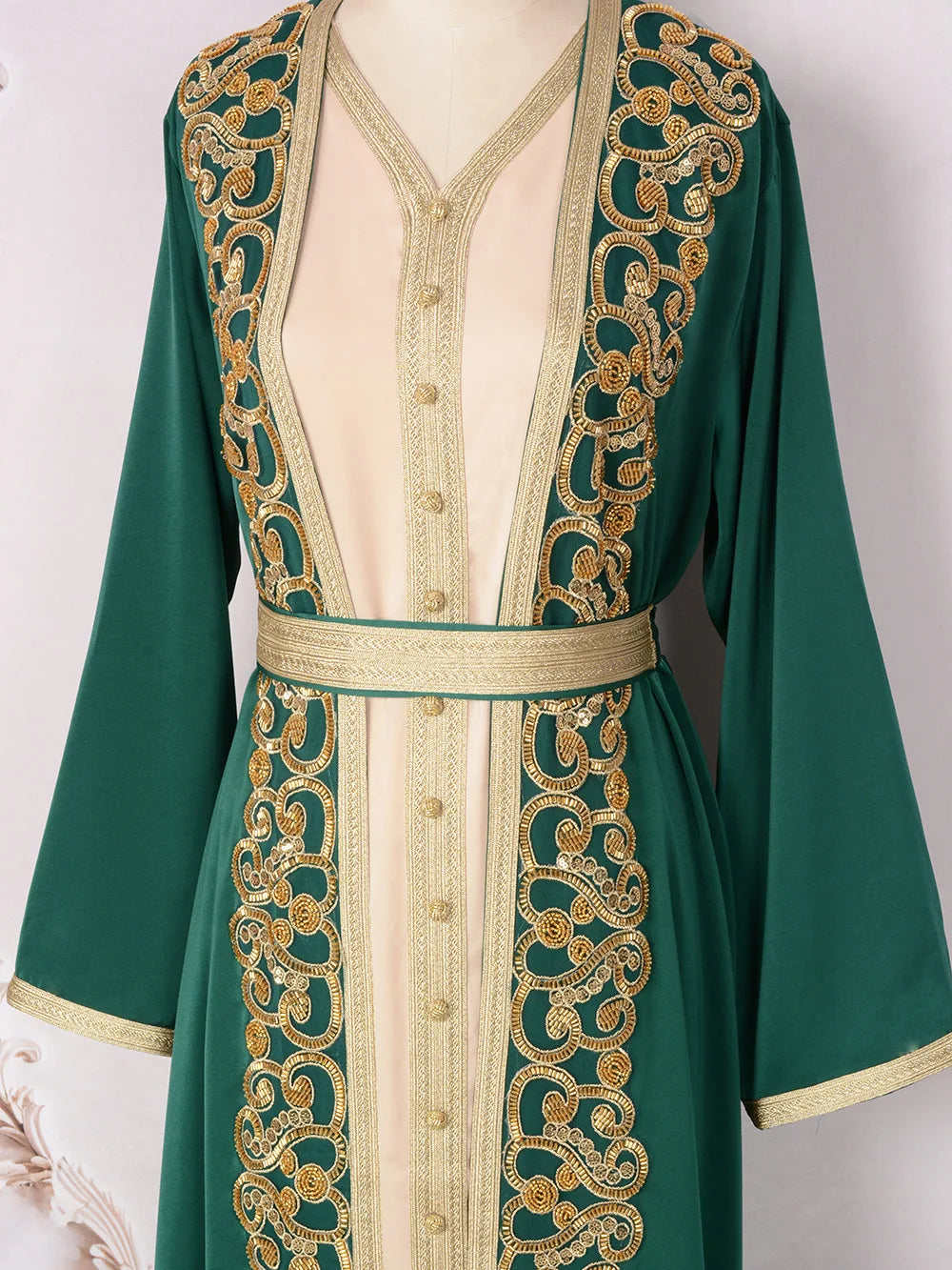 Naher Osten Mode Schwerindustrie Nagelperle eingelegter Diamant Muslimisches Gewand Damen langer Rock elegantes Abendkleid Kleid.