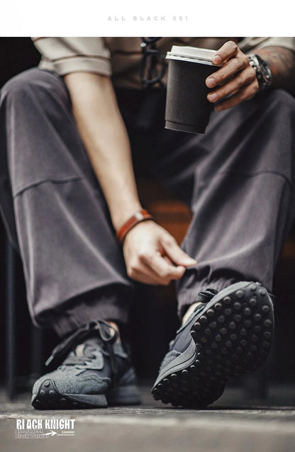 Maden Frühling Vintage Dickbesohlte Patchwork Schwarze Sneakers Lässige atmungsaktive Joggingschuhe Low-Top-Schnürschuhe Sportliche Sommerschuhe