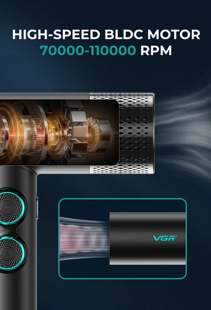 VGR Hair Dryer Professional Hair Dryer Machine Hot and Cold Adjustment Air Blower Brushless Motor 110000 RPM Barber Salon V-401