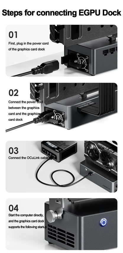 AOOSTAR AG02/AG01 EGPU Dock with OCuLink & USB4 Dual Ports, PCIe 4.0 x4 High Speed for Laptop Mini PC External Graphics Card.