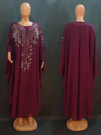 Chiffon Boubou Muslim Fashion Abaya 2-teiliges Set Dubai Türkei Maxikleid Musulman Ensembles Kaftan Marocain Islamische Kleidung.