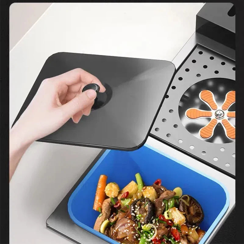 Smart Digital Display Waterfall Faucet Kitchen Sink With Knife Holder and Trash Can Household Wash Dish Basin Large Single Slot