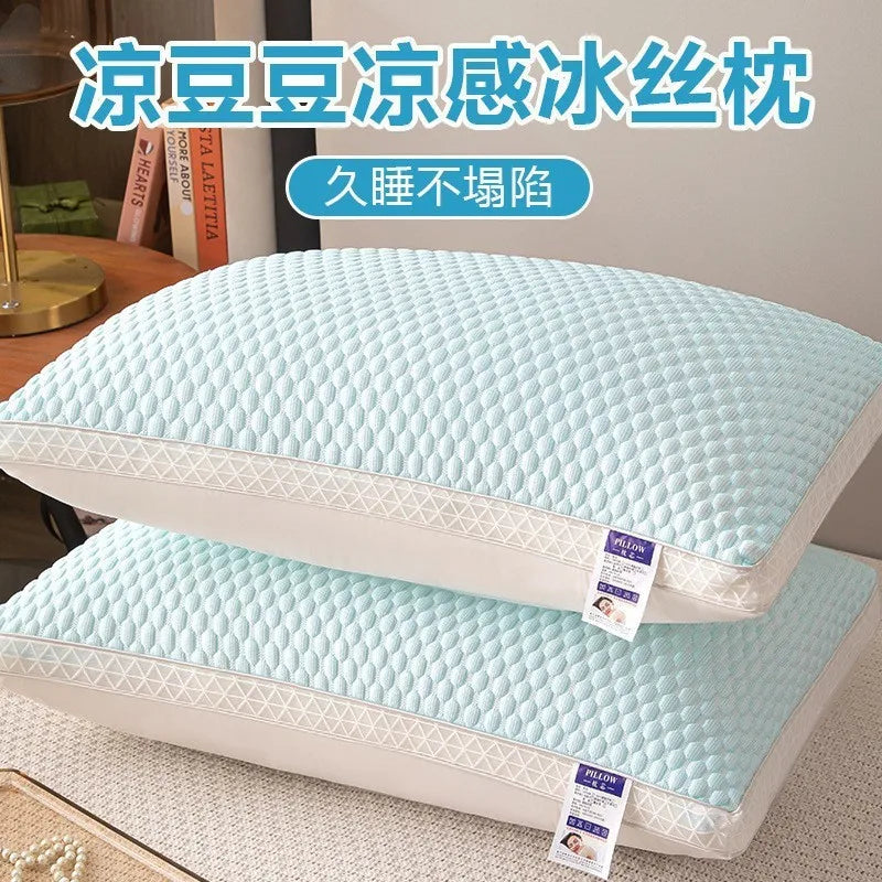 New Hilton Twisted Flower Bread Pillow Feather Velvet Neck Protection Hotel Pillow Core Single Person Not Easy to Collapse.