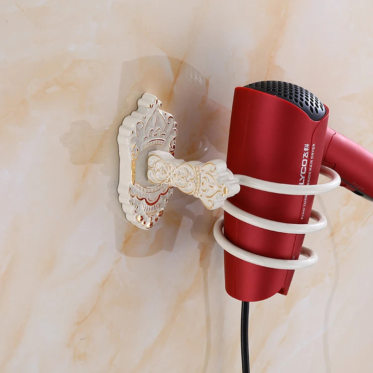 Haartrockner-Halter, Aluminium, antikes Badezimmer-Regal, Aufbewahrung, nagelfrei, Wandregal, montierter Organizer, Spiralständer, Zahnbürstenhalter