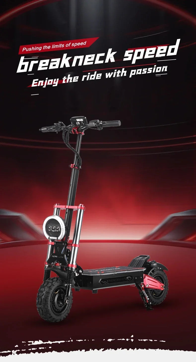 BOYUEDA S5 Electric Scooter 6000W Dual Motor 60V38Ah NFC Activation Scooters Electric 11" Off-Road Tire Bluetooth Connectivity.