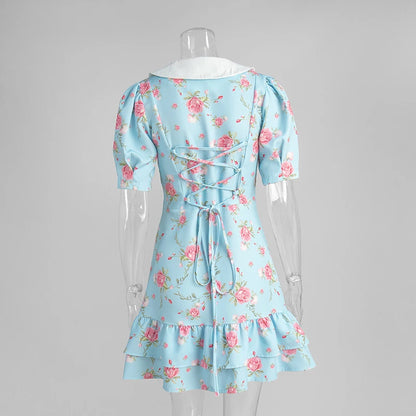 Beiyingni Neue In frauen Kleid Elegante Französisch Mode Schlank Kurzarm Mini Kleider Weibliche Rüschen Tasten V-ausschnitt Kurze Vestido.