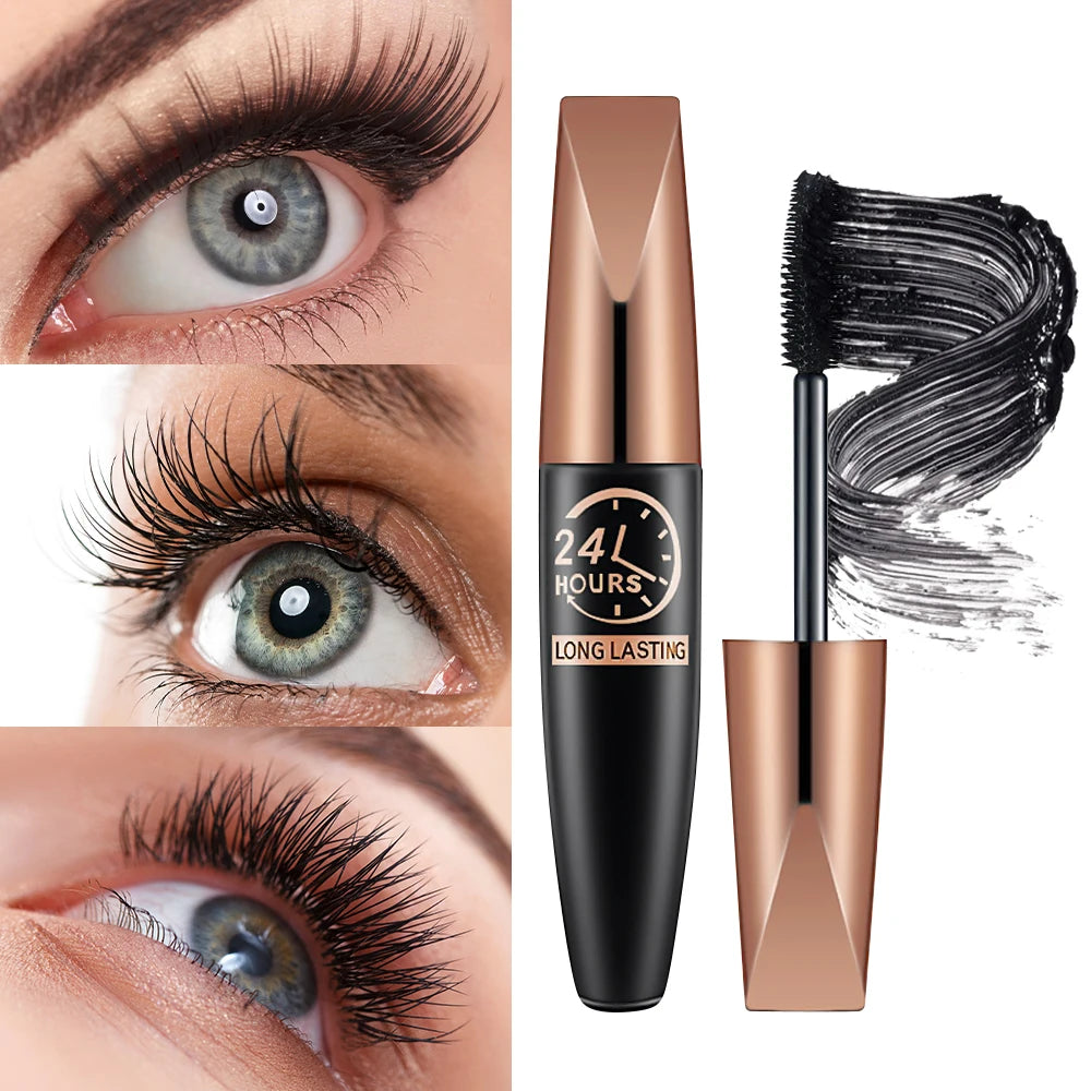 Silk Fiber Black Mascara Makeup Waterproof Lasting Lengthens Eyelashes Extension Non-smudge Anti-sweat Mascara Makeup Cosmetics.
