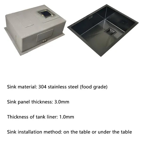 Nano mattschwarzes Küchenspülbecken über der Theke oder Udermount-Spülbecken, Gemüsewaschbecken, Einzelwaschbecken aus Edelstahl für die Küche