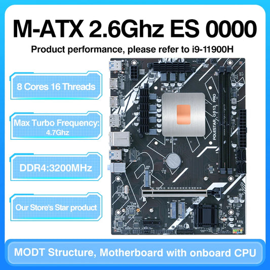 DIY Gaming Computer Motherboard with Onboard 11th Kit IntelCore CPU 0000 ES 2.6GHz (Refer to Kit i9 1198** i9 11900) DDR4.
