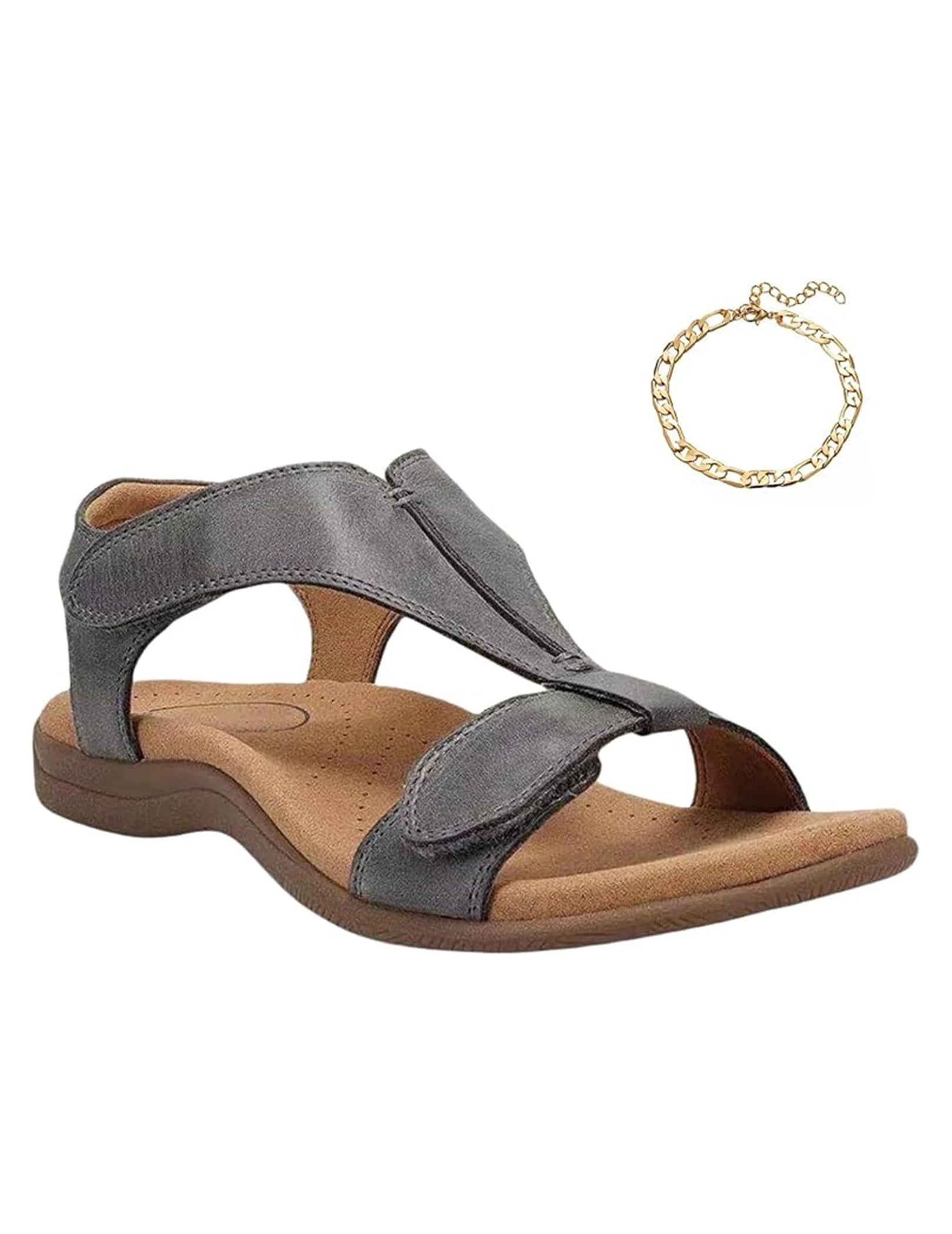 Women Arch Support Sandals Open Toe Sandals Hook and Loop Fastener Flat Sport Sandals Casual Walking Sandals for Party Vacation.
