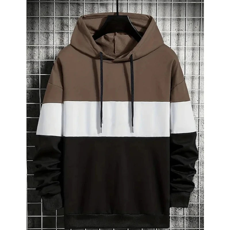 Men's Hoodies Fashion 3D Color Block Print Sweatshirts For Men Casual Simple Style Oversized Pullover Autumn and Winter Clothing.