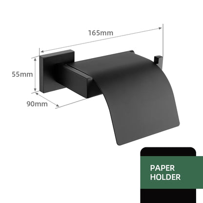 Mattschwarz Badezimmer Hardware Set Kit Zubehör Wandregal Handtuchhalter Rack Schiene Robe Aufhänger Toilettenbürste Rollenpapierhalter Schüssel