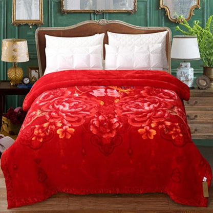 Blanket Double Thickened Raschel Winter Wedding Quilt Blanket Warm Coral Fleece Cashmere Blanket Double.