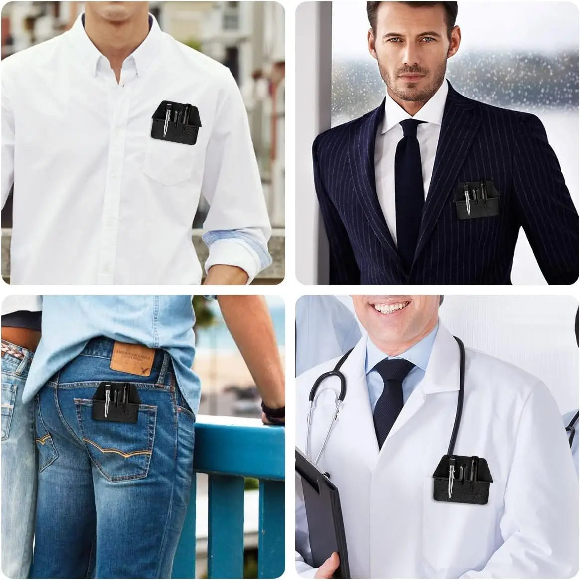 Taschenschutz aus Leder, Stifttasche, Organizer, handgefertigter Bleistift-Taschenhalter für Laborkittel, Hemd, Notizen, Schule, Büro, Krankenhaus.