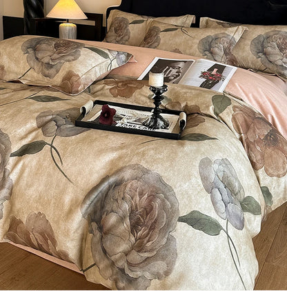 Cotton Bedding Set Luxury Soft Duvet Cover Flat Sheet Pillowcases Single Double Queen King Size Quilt Cover Set