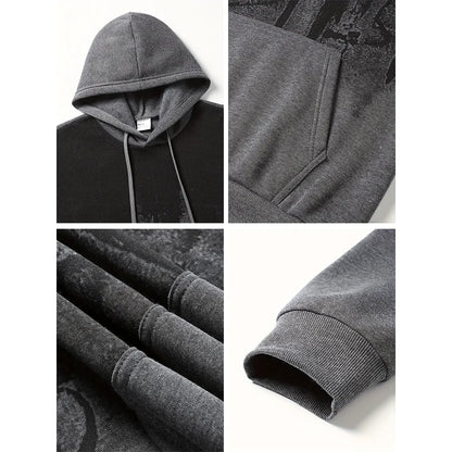 Men's Set Hooded Sweatshirt Sweatpants Fall Winter Fashion Tracksuit Male City Vibe Hoodie Outfit Outdoor Warm Casual Sportswear.