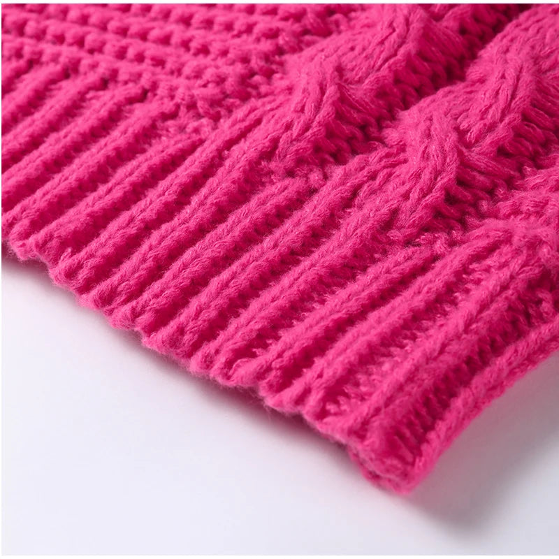 Casual Twists Stricken Oversize-Pullover Frauen Oansatz Lange Flare Hülse Lose Solide Pullover 2025, Herbst Winter Vintage Pullover