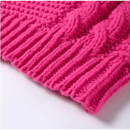 Casual Twists Stricken Oversize-Pullover Frauen Oansatz Lange Flare Hülse Lose Solide Pullover 2025, Herbst Winter Vintage Pullover