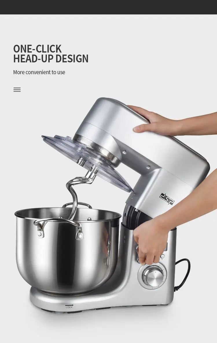 Houselin Stand Mixer, 10L Brush Stainless Steel Bowl, Suitable for Most Home Cooks, Silver Grey.
