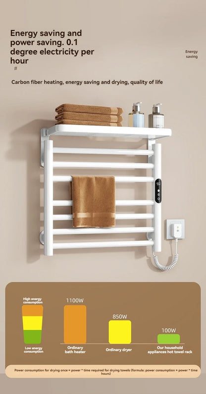 Bad Smart Touch Heizung Intelligente Elektrische Beheizte Handtuch Rack Edelstahl Temperatur Digital Display Handtuch Trockner