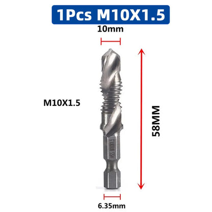 SIQICNC Schaft Titanbeschichtetes HSS-Schraubgewinde Metrisches Gewindebohrer Bohrer Schraubenmaschine Compound Tap M3 M4 M5 M6 M8 M10 Handwerkzeuge