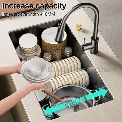 304 Stainless Steel Kitchen Sink Single Bowl Thickened Material Undermount Basin Vegatable Workstation With Drain Accessories