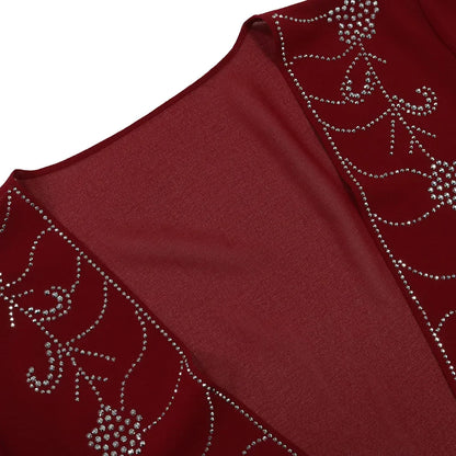 Muslim Set Dress Women Four-season Commute Muslim Set Fashion Party Dubai Turkey Long Sleeve Chiffon Cardigan Dress and Vest 2ps