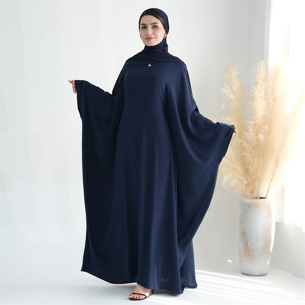 Ramadan Eid Baumwolle Leinen Khimar Abaya Set Dubai Muslim Sets Hijab Kleid Kaftan Abayas Kaftan Marocain Femme Vestidos Para Mujer