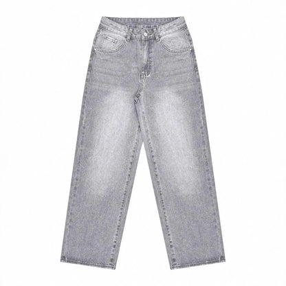 Jeans Women Straight Pants Denims Washed High Waist Distressed Pockets Female 2025 Streetwear Vintage Full Length Trousers.