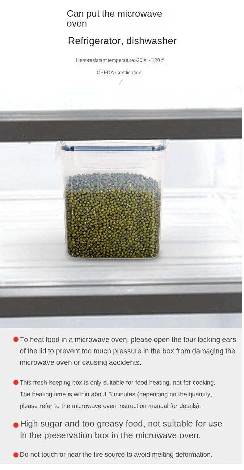 Airtight Food Storage Containers With Lids Thickened Transparent Square Jars For Kitchen Pantry Organization - Dry Food Cereal.