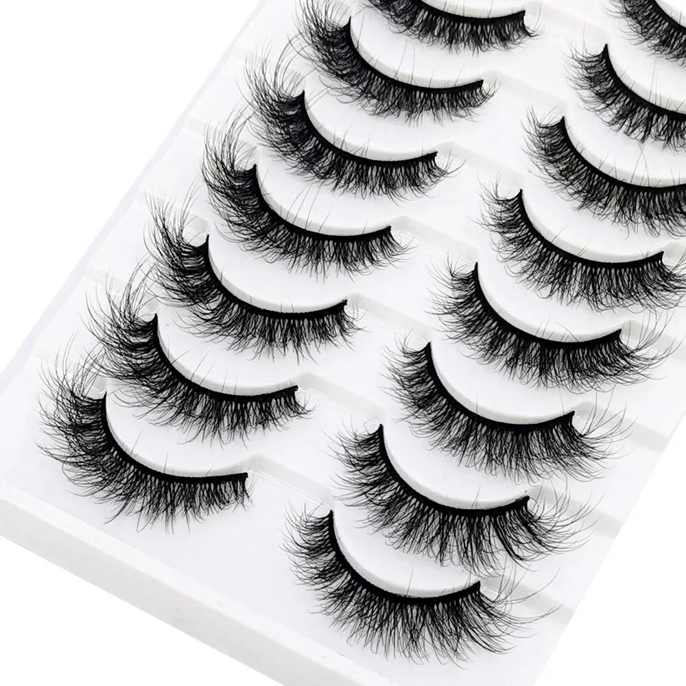 10 Pairs Lashes Fluffy Soft Russian Volumes Mink Lashes 3D Mink Eyelashes Lashes Reusable Fluffy False Lashes Russian Extensions.