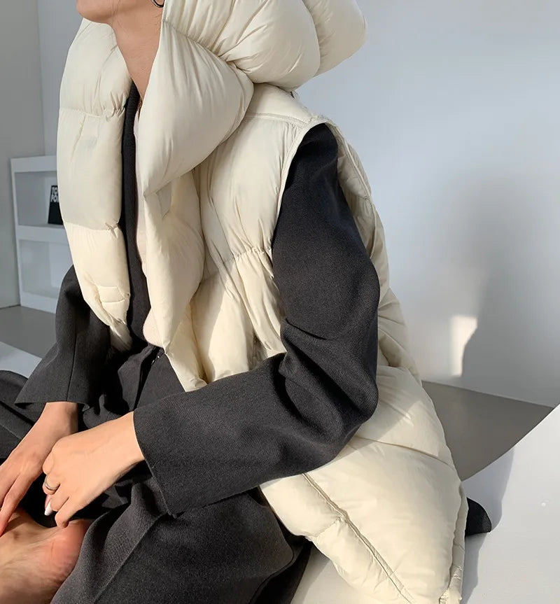 Hirsionsan Herbst Winter Koreanische Weiße Ente Unten Weste Frauen 2023 Neue Einfach Alle-spiel Mäntel FemaleSoft Warme Sleeveness Jacken