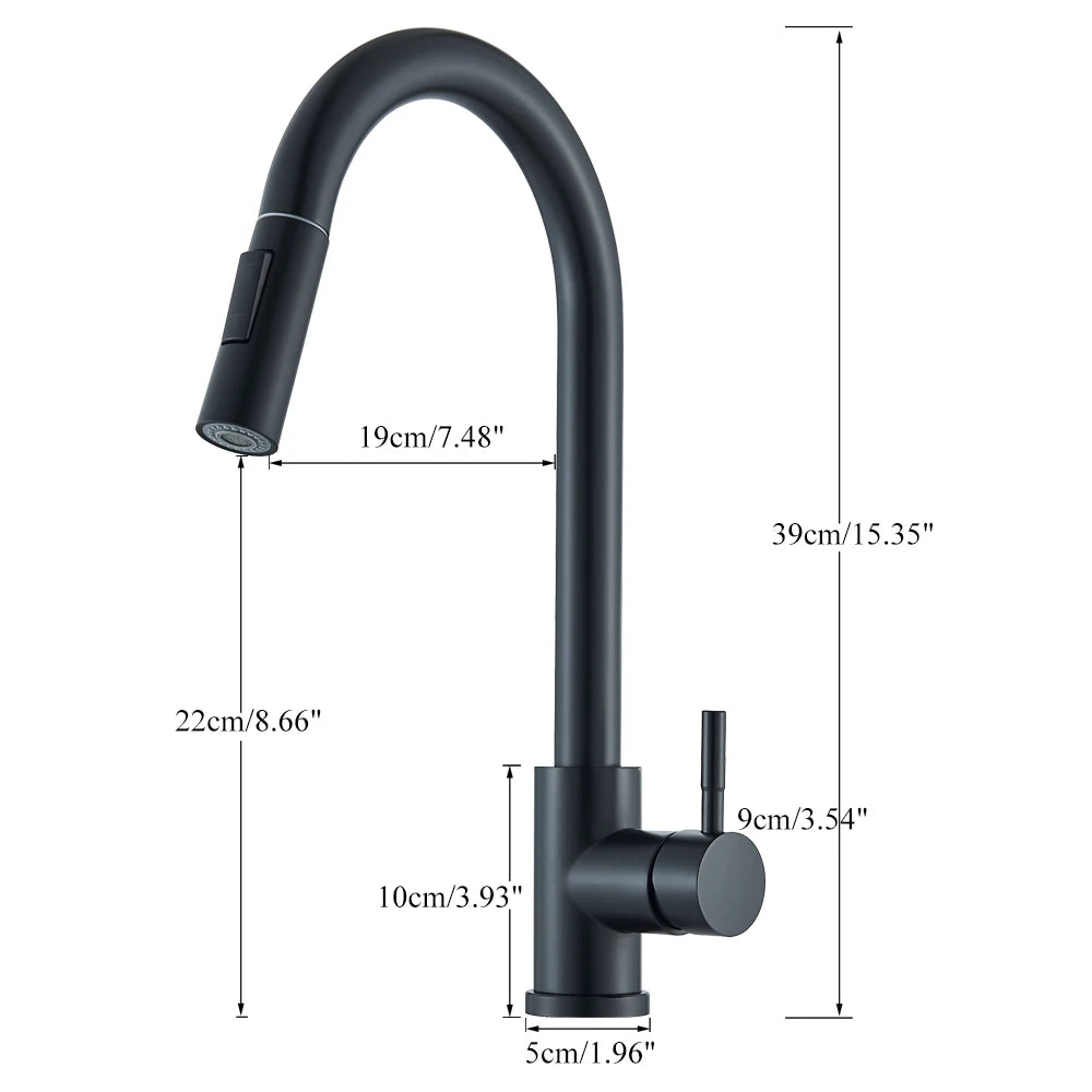 Black Pull Out Kitchen Faucet Deck Mounted Flexible Hot And Cold Water Kitchen Sink Mixer Tap With Stream Shower Modes Nozzle