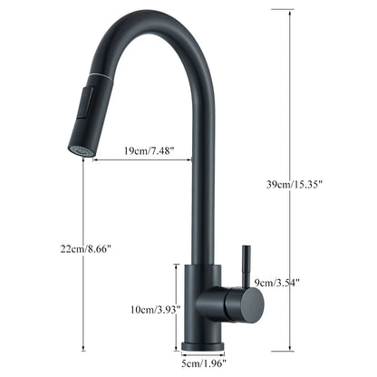 Black Pull Out Kitchen Faucet Deck Mounted Flexible Hot And Cold Water Kitchen Sink Mixer Tap With Stream Shower Modes Nozzle