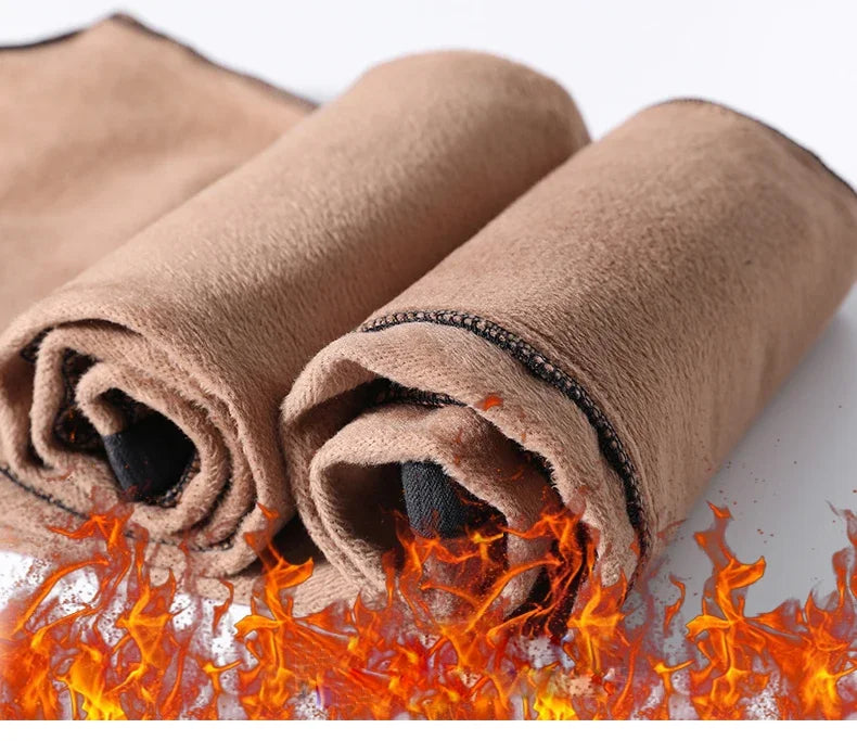 Winter Plush Trousers Men Business Fleece Pants Fashion Warm Drawstring Velvet Thick Casual Stretch Male Clothes 28-29.