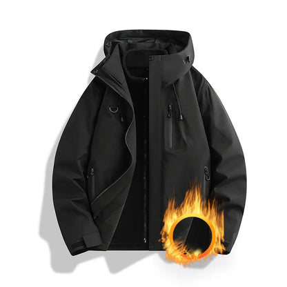 Winter Jacket Outdoor 3-in-1 Waterproof Sport Coat Running Unisex Hooded Hiking Jacket Warm Breathable Outdoor Couple Loose Coat