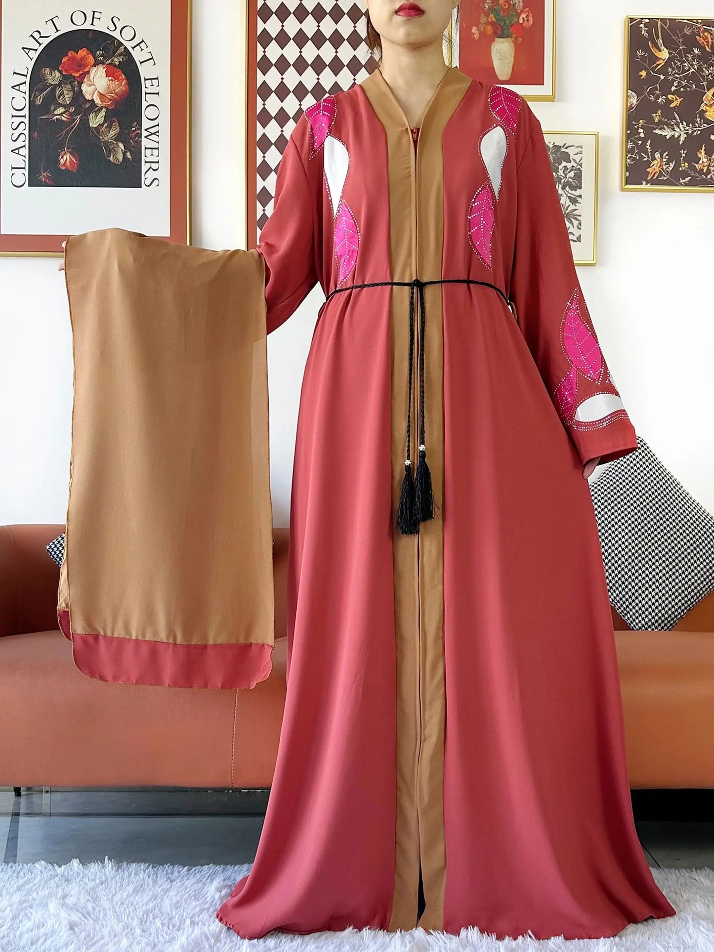 High Grade Fabric Women Party Dress Chiffon Open Abaya Muslim Women Dress Islamic Clothing Cardigan Abaya Women Muslim Dress