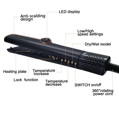 2 in 1 Hair Straightener Hair Dryer Dry Air Negative Ion Wet & Dry Straightener Air Wrapped Negative Ion Portable straightener