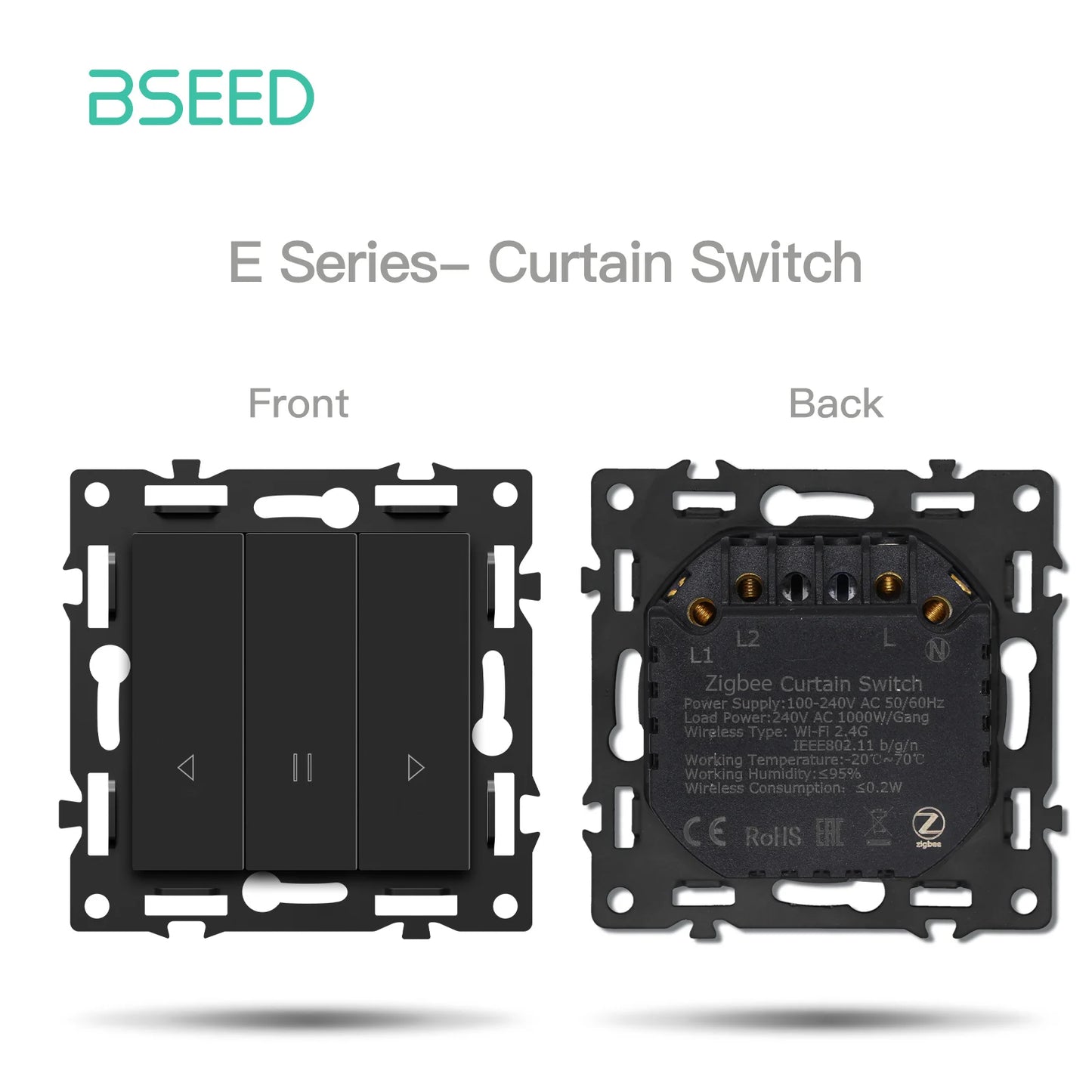 BSEED Zigbee-Schaltmodule Smart Click Lichtschalter Teile Schwarzer Glasrahmen DIY Kombination Wandsteckdosen USB-Anschluss E-Serie.